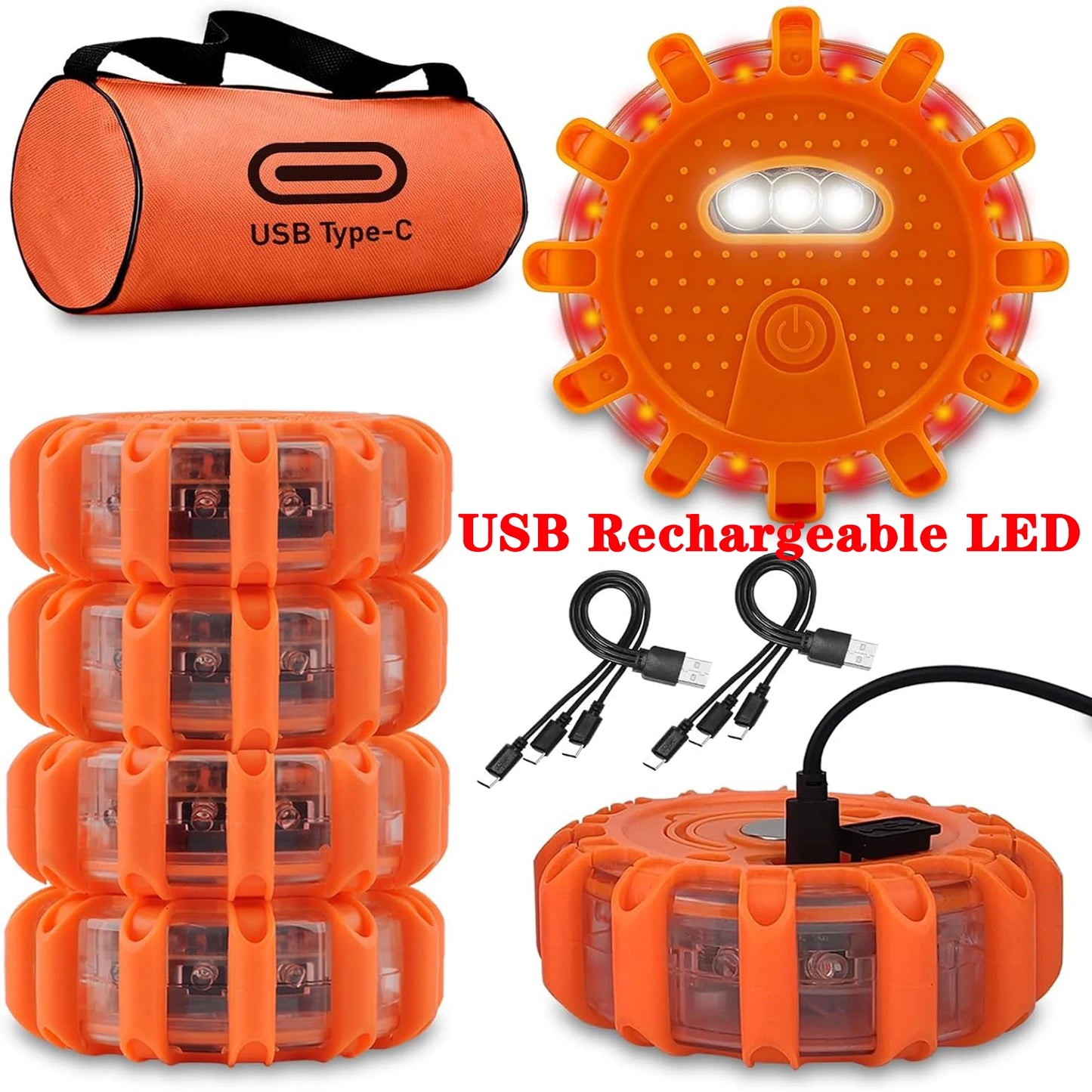 USB Rechargeable LED Road Flares