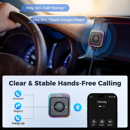Bluetooth 5.4 AUX Car Adapter Dual Mics Bluetooth Receiver for Car
