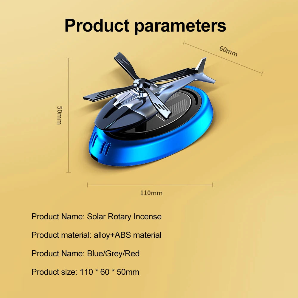 Solar Fragrance Car Air Freshener Helicopter Solar Power Rotating Propeller