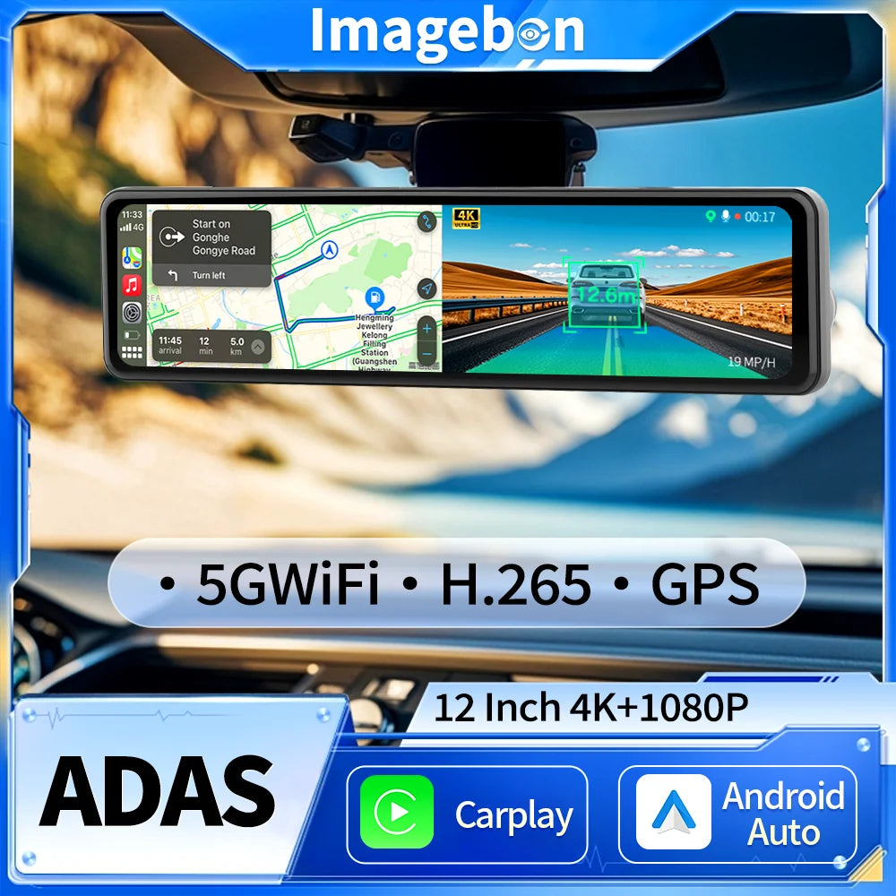 Imagebon 12 Inch Wireless CarPlay Android Auto
