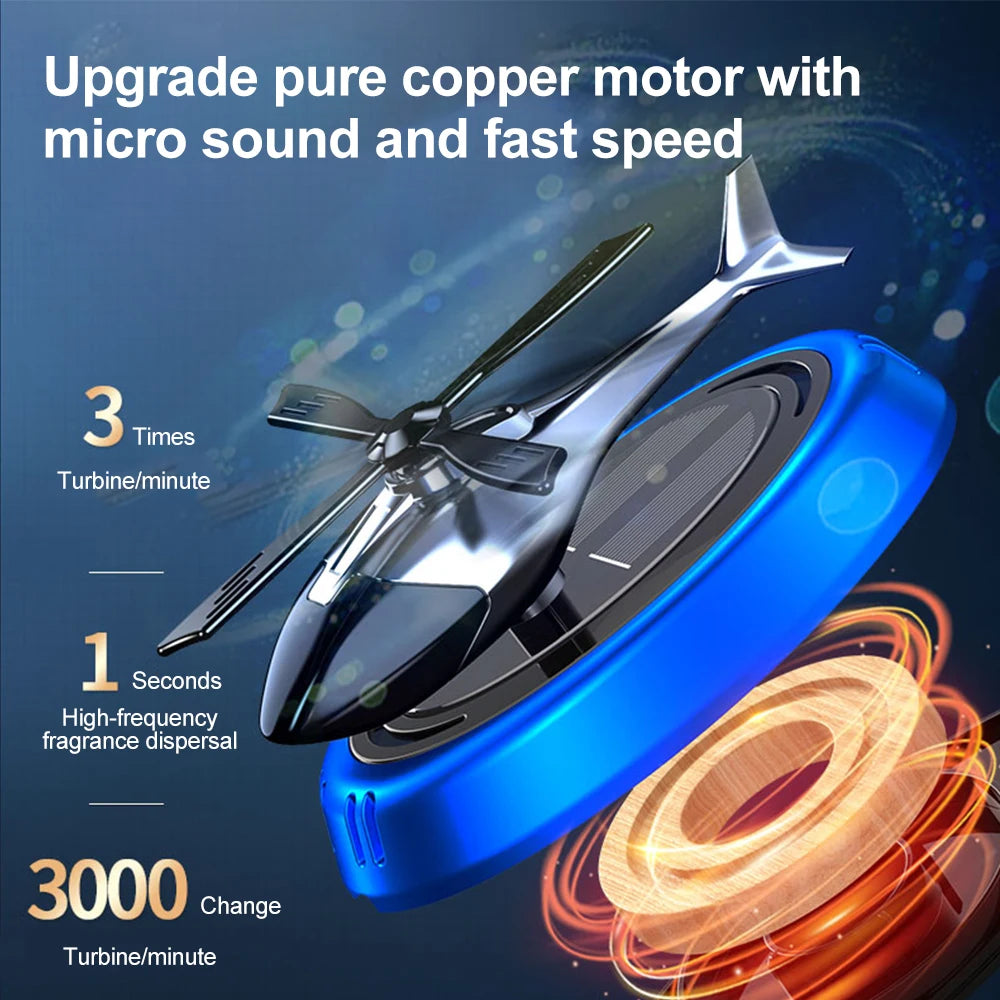 Solar Fragrance Car Air Freshener Helicopter Solar Power Rotating Propeller