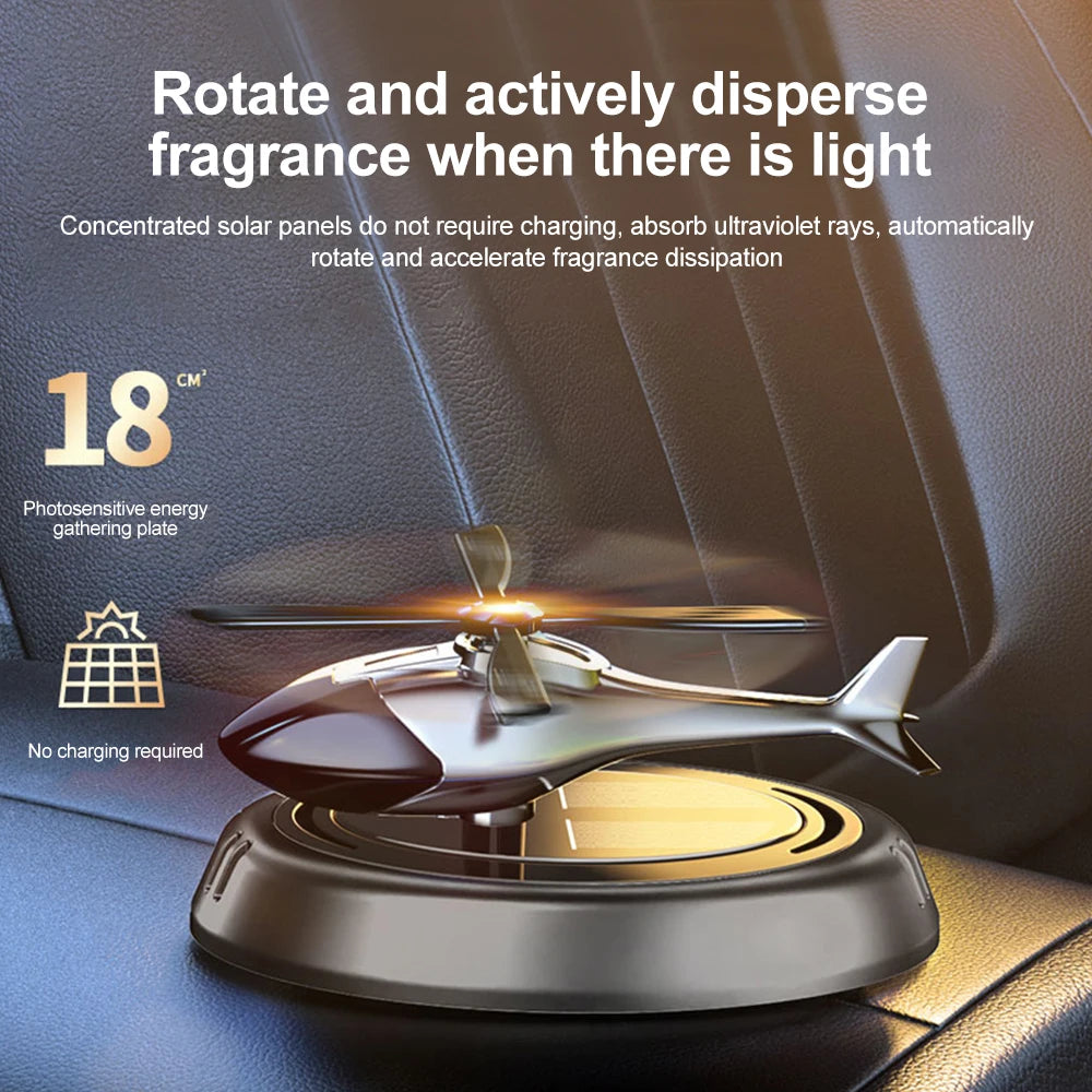 Solar Fragrance Car Air Freshener Helicopter Solar Power Rotating Propeller