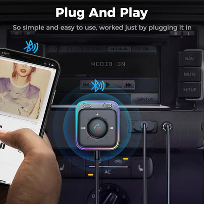 Bluetooth 5.4 AUX Car Adapter Dual Mics Bluetooth Receiver for Car