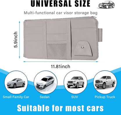 Car Sun Visor Organizer Leather Pocket