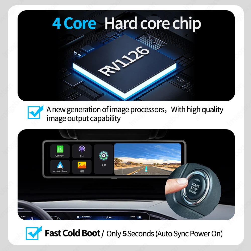 Imagebon 12 Inch Wireless CarPlay Android Auto