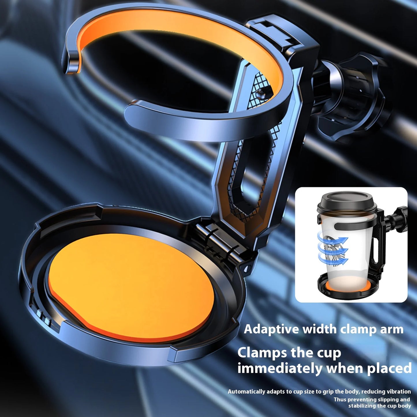 1pc Car Durable ABS Multifunctional Foldable Cup Holder and Ashtray-vent Mount for Coffee Design Bottles Mugs Accessories