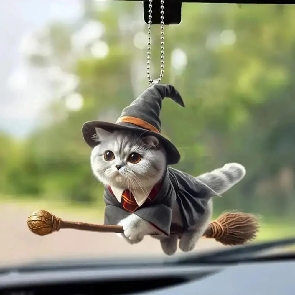 Car Hanging Pendant Rearview Mirror Decoration Compact Cat-Shaped