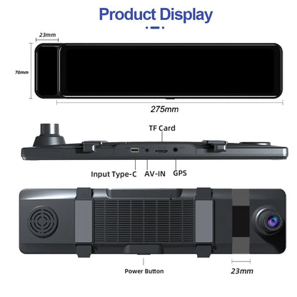 YANACE 4K Car DVR 12 Inch Touch IPS