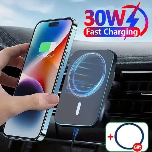 30W Magnetic Wireless Car Charger Phone Holder