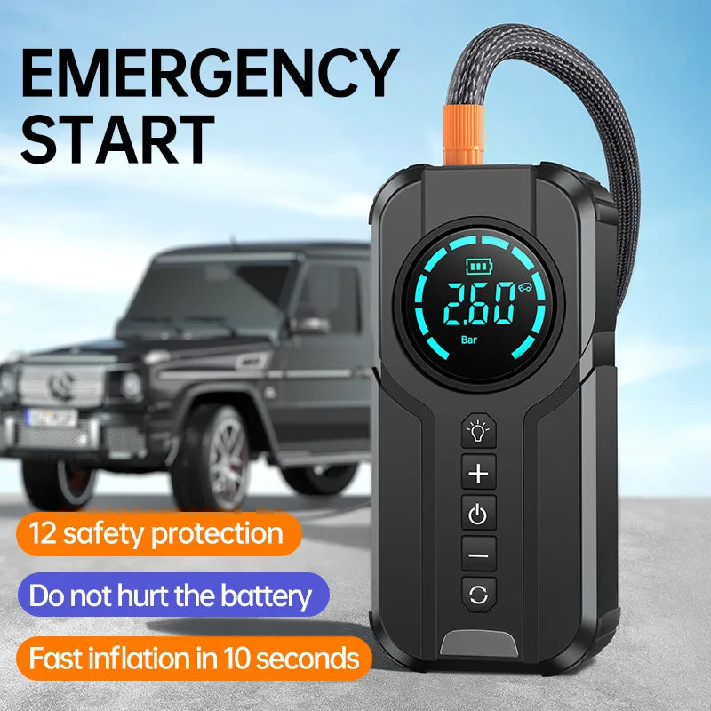 4 In 1 Car Jump Starter Power Bank Air Compressor Inflator Pump
