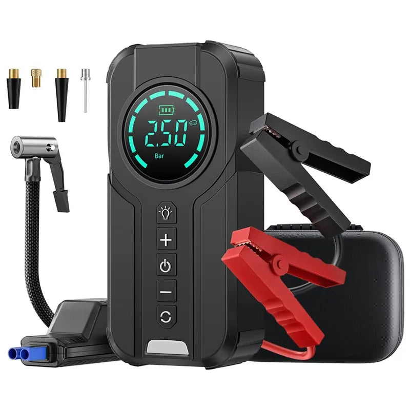 4 In 1 Car Jump Starter Power Bank Air Compressor Inflator Pump
