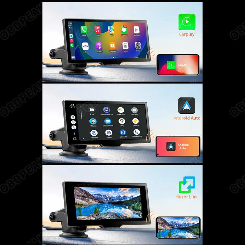 OBDPEAK T20 10.26" Dash Cam  Rearview Camera Carplay & Android Auto