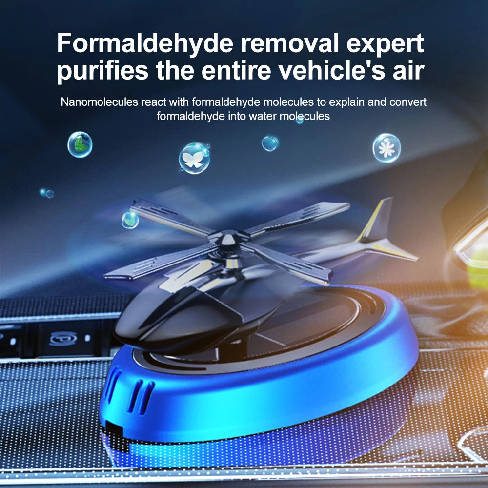 Solar Fragrance Car Air Freshener Helicopter Solar Power Rotating Propeller