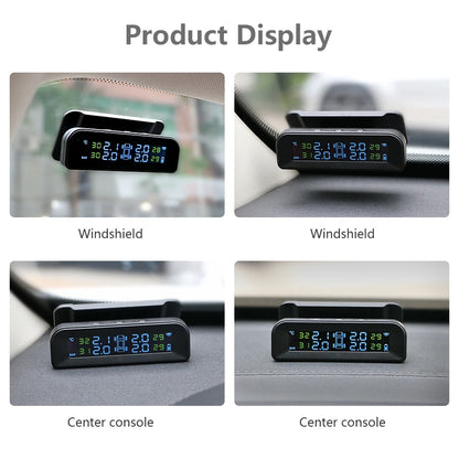 TPMS Car Tire Pressure Alarm Monitor System Automatic Brightness Control Wireless Solar Power