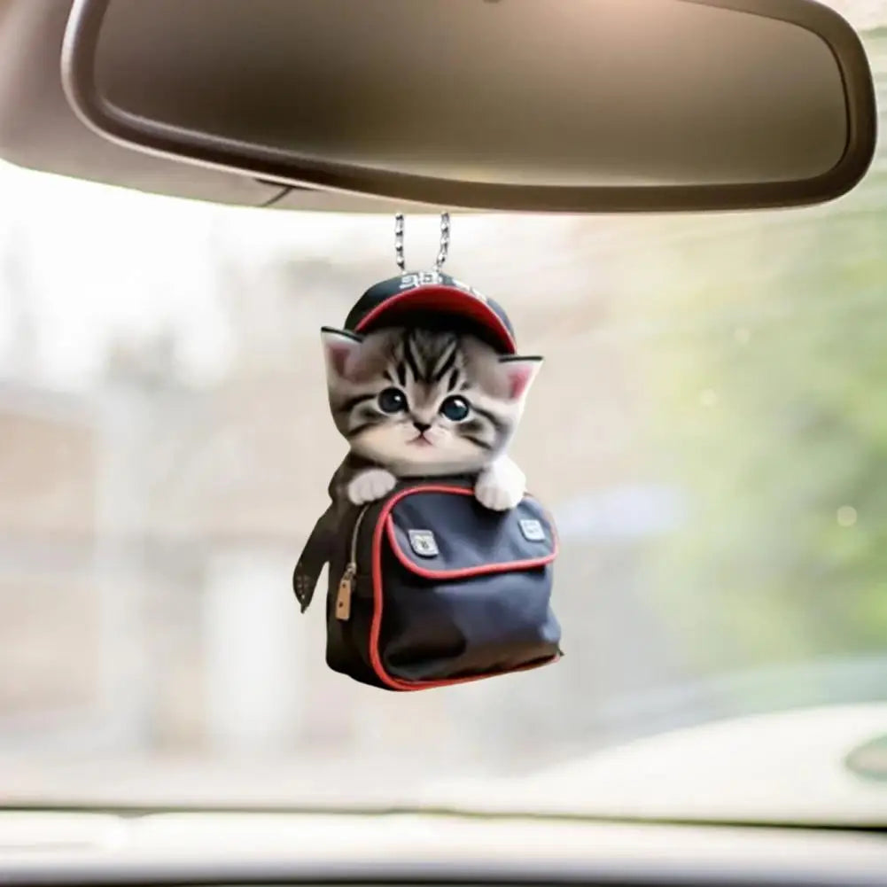 Car Hanging Pendant Rearview Mirror Decoration Compact Cat-Shaped