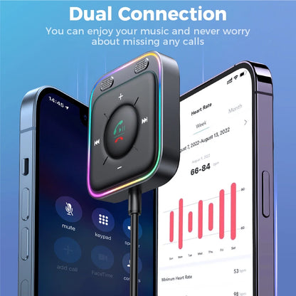 Bluetooth 5.4 AUX Car Adapter Dual Mics Bluetooth Receiver for Car