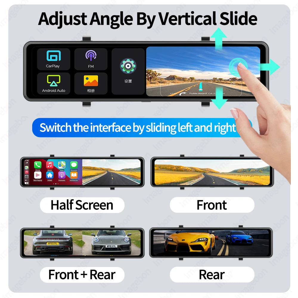 Imagebon 12 Inch Wireless CarPlay Android Auto