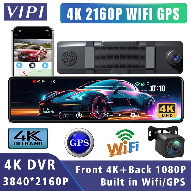 11.26 inch 4K 2160P Car GPS WIFI Mirror Dash Cam