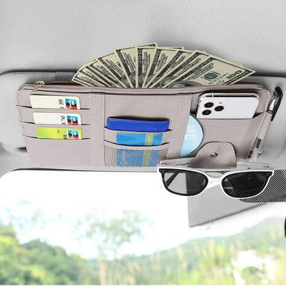 Car Sun Visor Organizer Leather Pocket