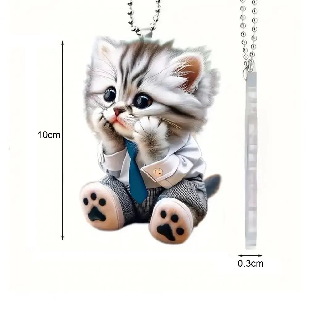 Car Hanging Pendant Rearview Mirror Decoration Compact Cat-Shaped