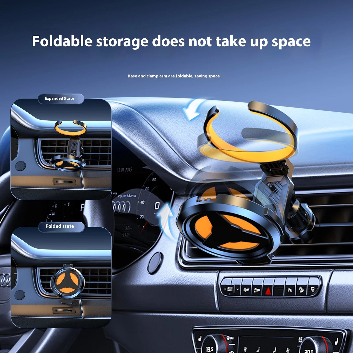 1pc Car Durable ABS Multifunctional Foldable Cup Holder and Ashtray-vent Mount for Coffee Design Bottles Mugs Accessories