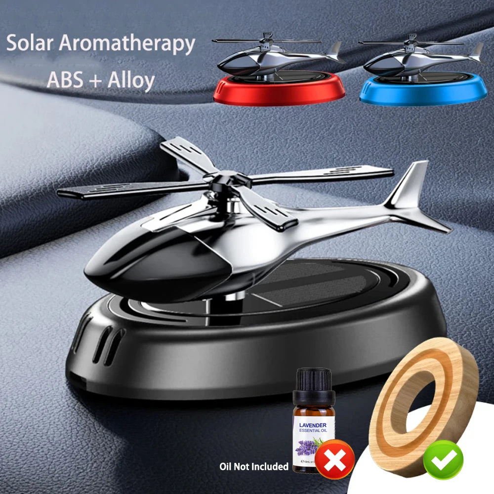 Solar Fragrance Car Air Freshener Helicopter Solar Power Rotating Propeller