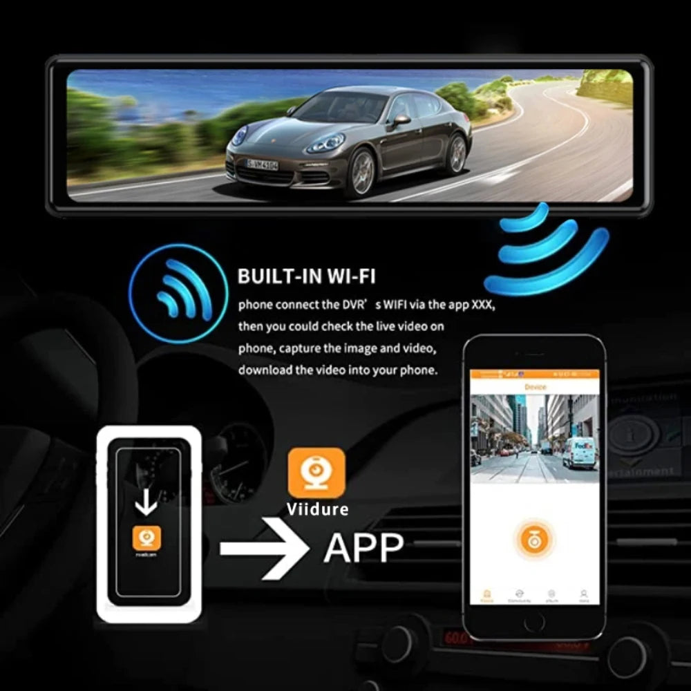 11.26 inch 4K 2160P Car GPS WIFI Mirror Dash Cam