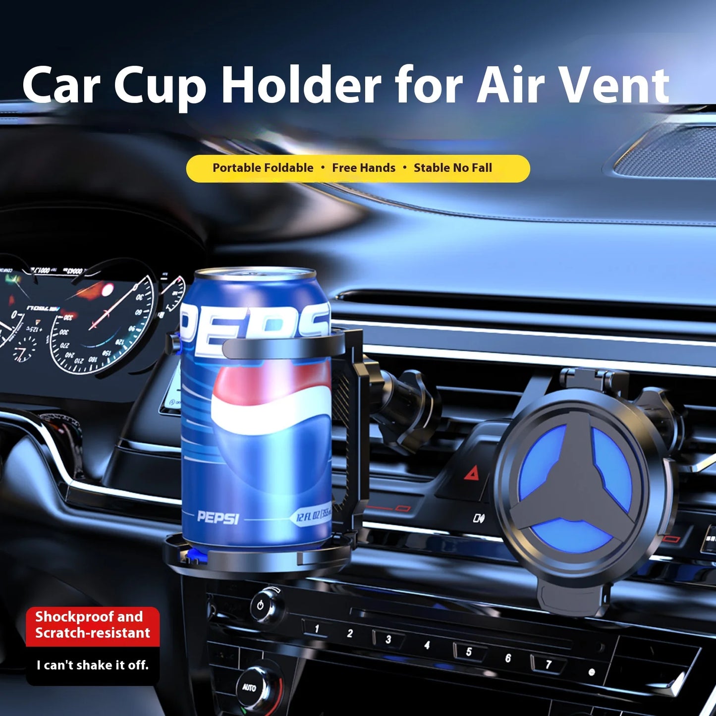 1pc Car Durable ABS Multifunctional Foldable Cup Holder and Ashtray-vent Mount for Coffee Design Bottles Mugs Accessories