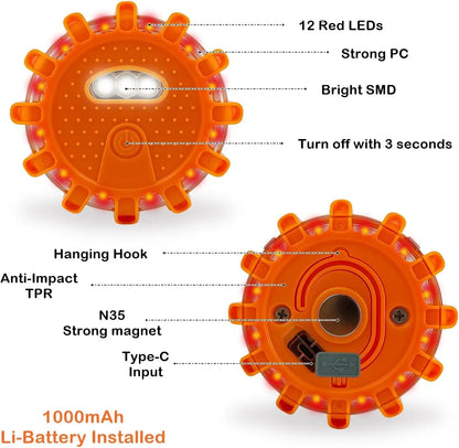 USB Rechargeable LED Road Flares