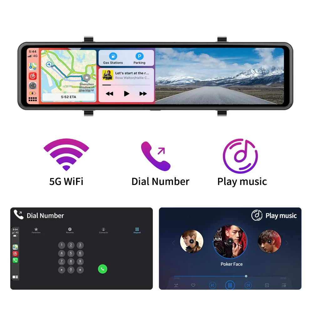 Imagebon 12 Inch Wireless CarPlay Android Auto