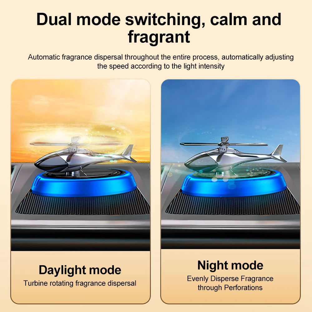 Solar Fragrance Car Air Freshener Helicopter Solar Power Rotating Propeller
