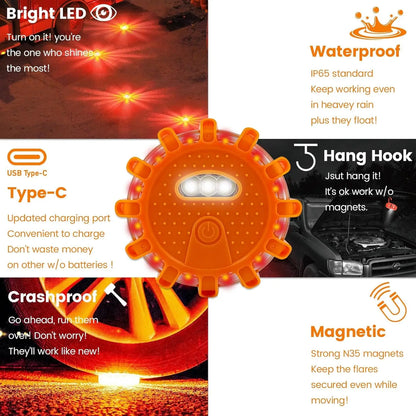 USB Rechargeable LED Road Flares