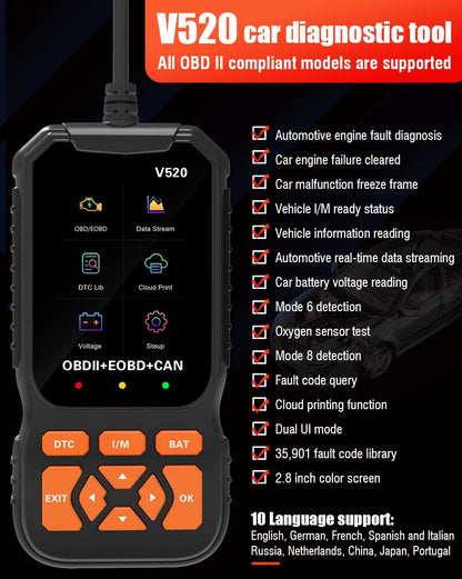 V520 Automotive Diagnostic Scanner OBD 2